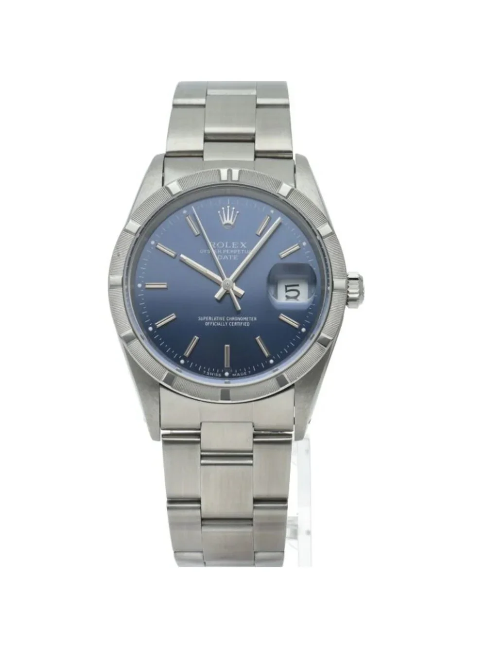 Rolex Oyster Perpetual Date Card SS Watch Blue